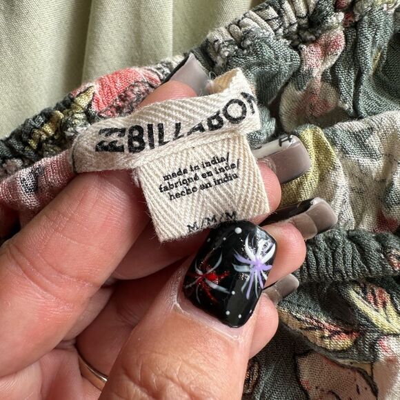 Billabong Summer Sunsets Crinkle Floral Ruffle Off Shoulder Blouse Top M - Picture 5 of 7